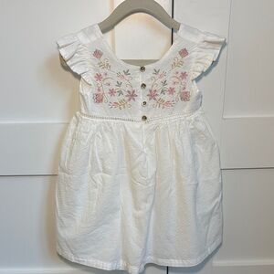 Max Studio White Dress with Pink Floral Embroidery